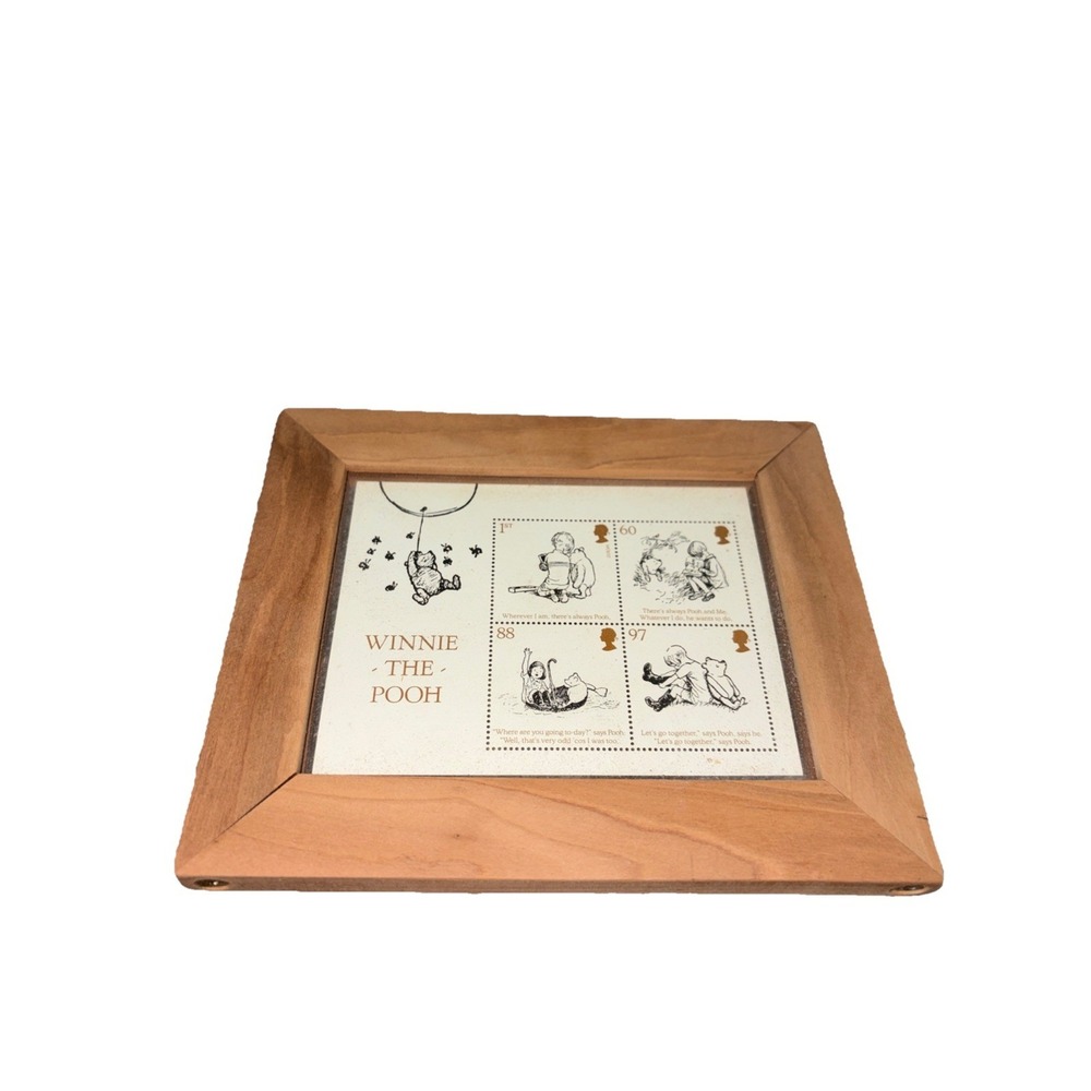 Wood framed 2010 Royal Mail Winnie the Pooh Miniature Stamp Sheet Disney
